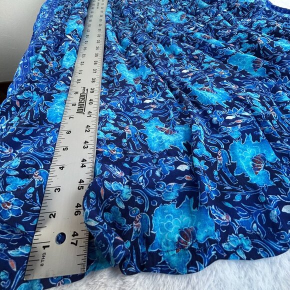 Rujuta Sheth Womens Blue Floral V-Neck Maxi Kaftan Dress M/L Pullover Casual - Picture 10 of 10